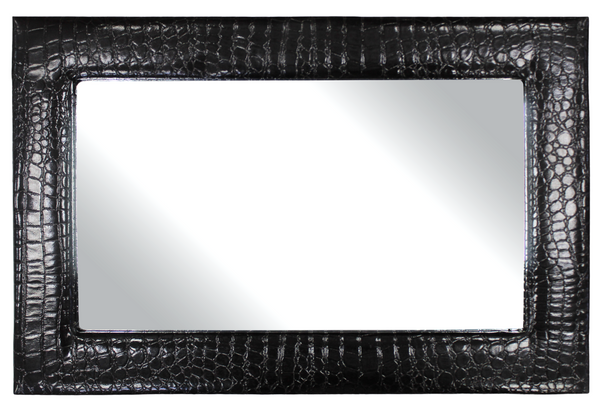 Large Wall Mirror 60cm x 40cm Faux Leather Dark Brown Rectangle Wall Mirror