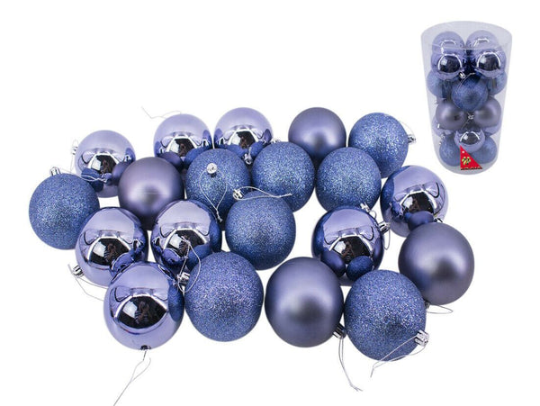 Blue Baubles Bulk Pack Christmas Tree Decoration Assorted Shiny Matt Glitter 8cm