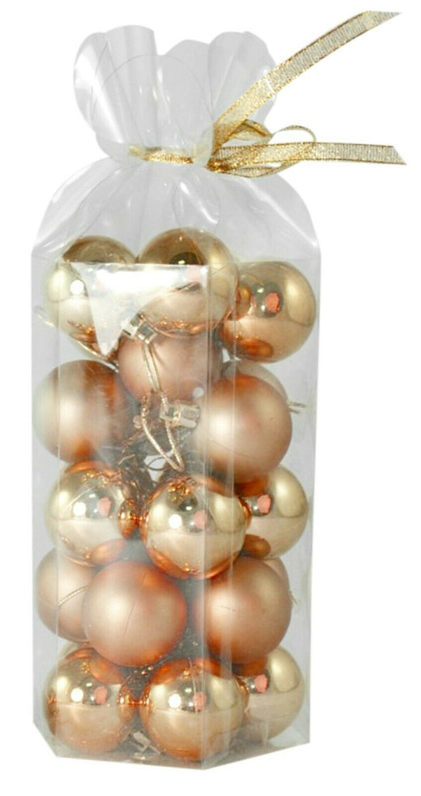 Rammento Set of 25 4cm Gold Baubles in Matte and Glitter Finish for Christmas