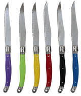 Set of 6 Stainless Steel Steak Knives Plastic Handles Laguiole Bee Steak Knife B