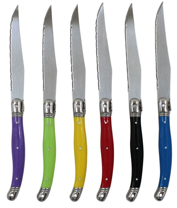 Set of 6 Stainless Steel Steak Knives Plastic Handles Laguiole Bee Steak Knife B