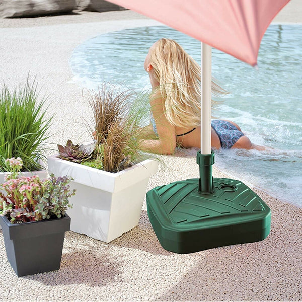 Rammento 39cm Green Heavy-Duty Garden Parasol Base, Sand/Water Filled 39x12.5cm