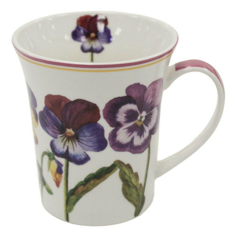 Set of 4 Leonardo Collection Pansy Fine China Gift Boxed Floral Mug Set 300ml