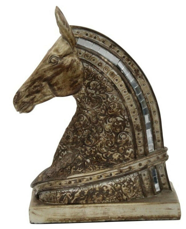 Horse Head Sculpture Modern Brown Resin Chess Knight Bust Home Desk Display