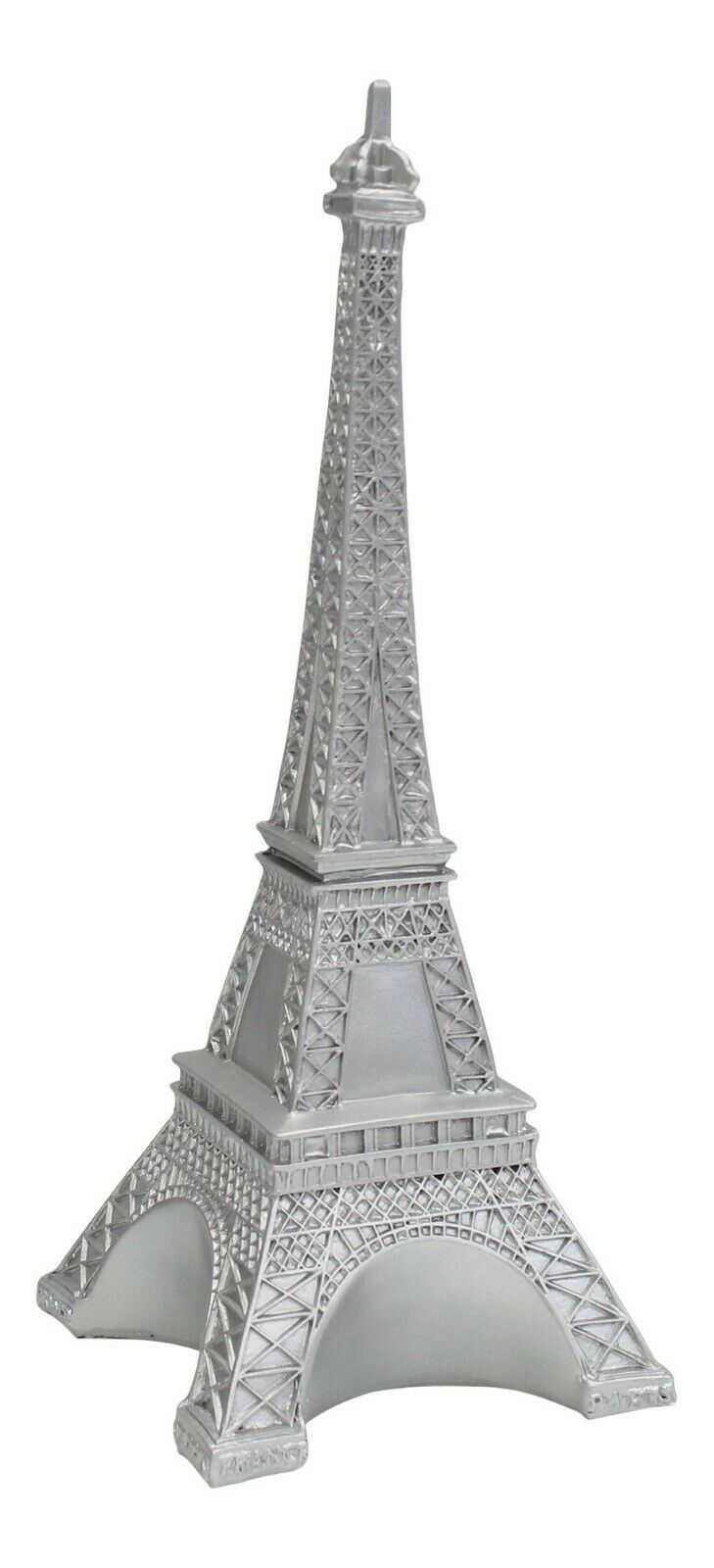 30cm Tall Eiffel Tower Monument Resin Silver Ornament Mantelpiece Display