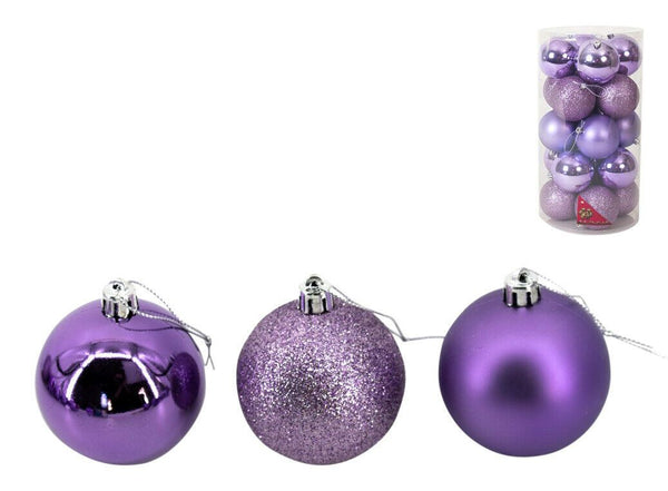 Purple Baubles Bulk Pack Christmas Decoration Assorted Shiny Matt Glitter 8cm