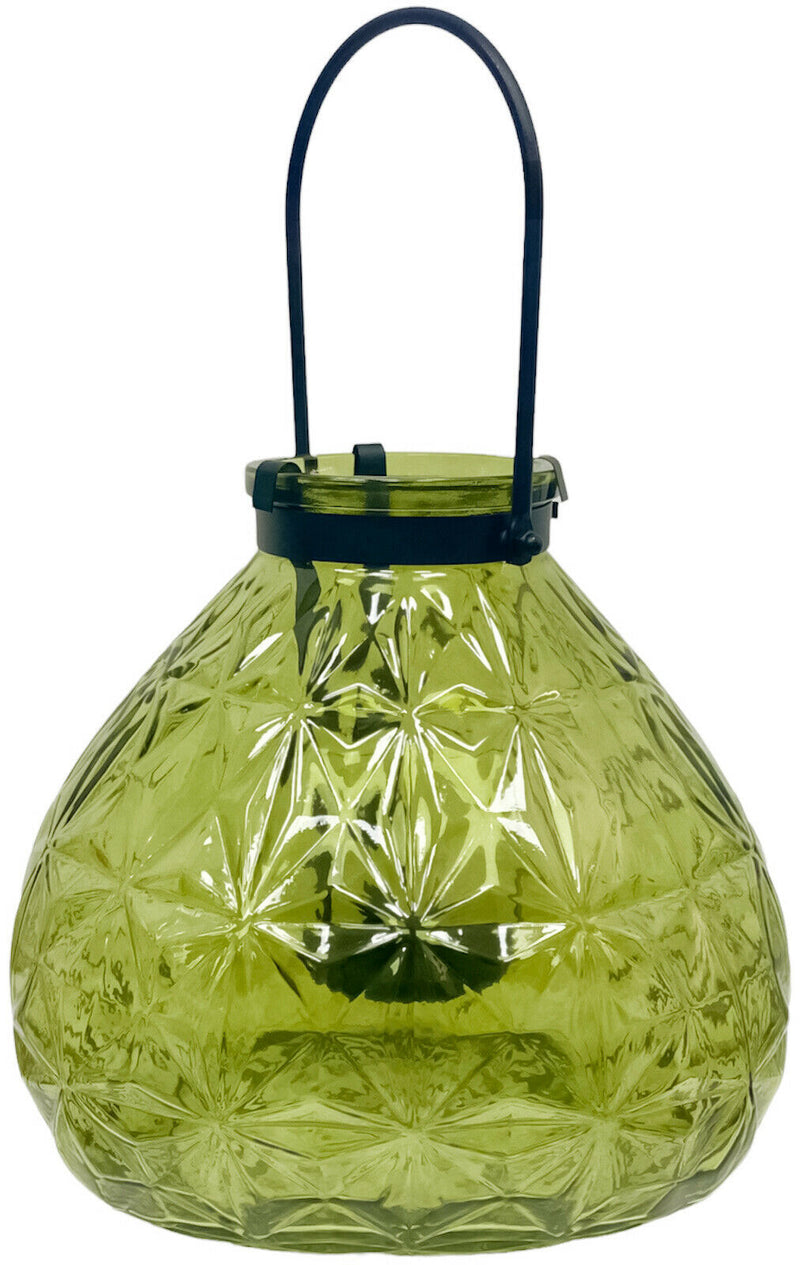 LARGE Glass Candle Lantern With Handle Set Of 2 Tealight Pillar Candle Holders