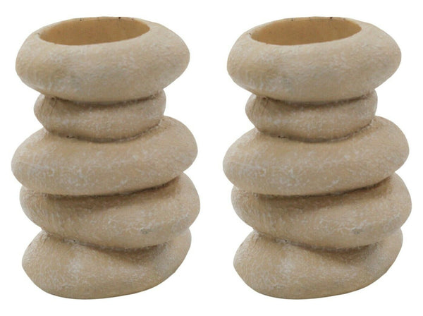 Set of 2 Tealight Holders Stone Stack Table Decoration Home Decor Candle Holder