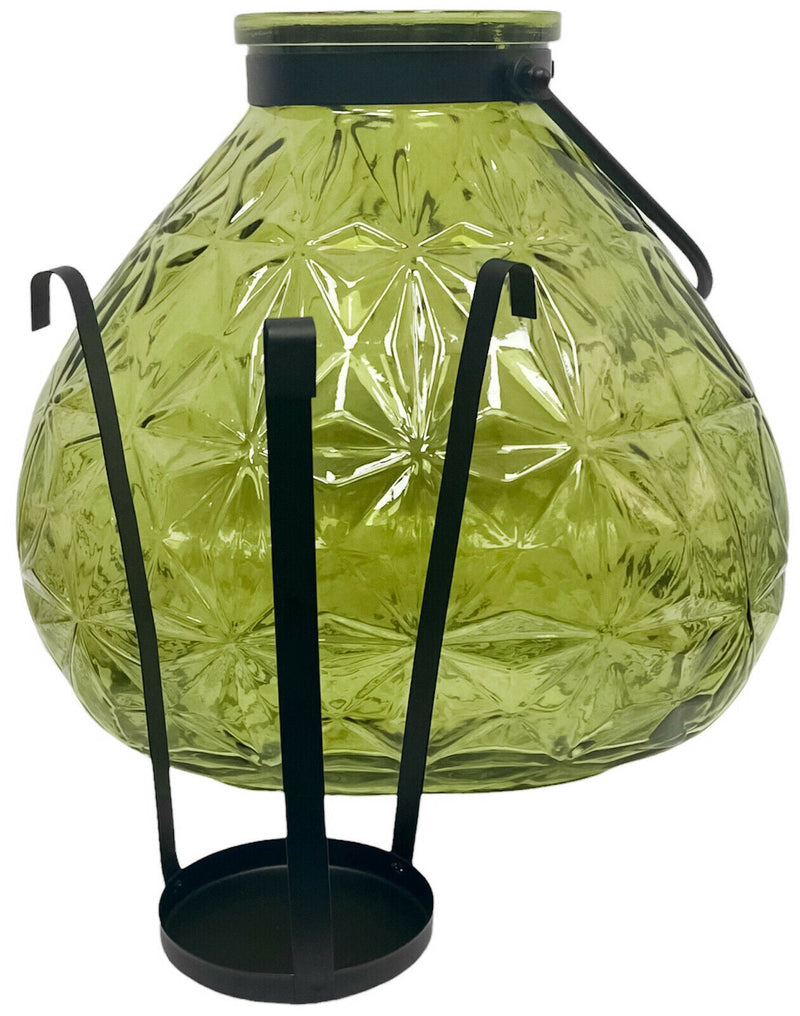 LARGE Glass Candle Lantern With Handle Set Of 2 Tealight Pillar Candle Holders