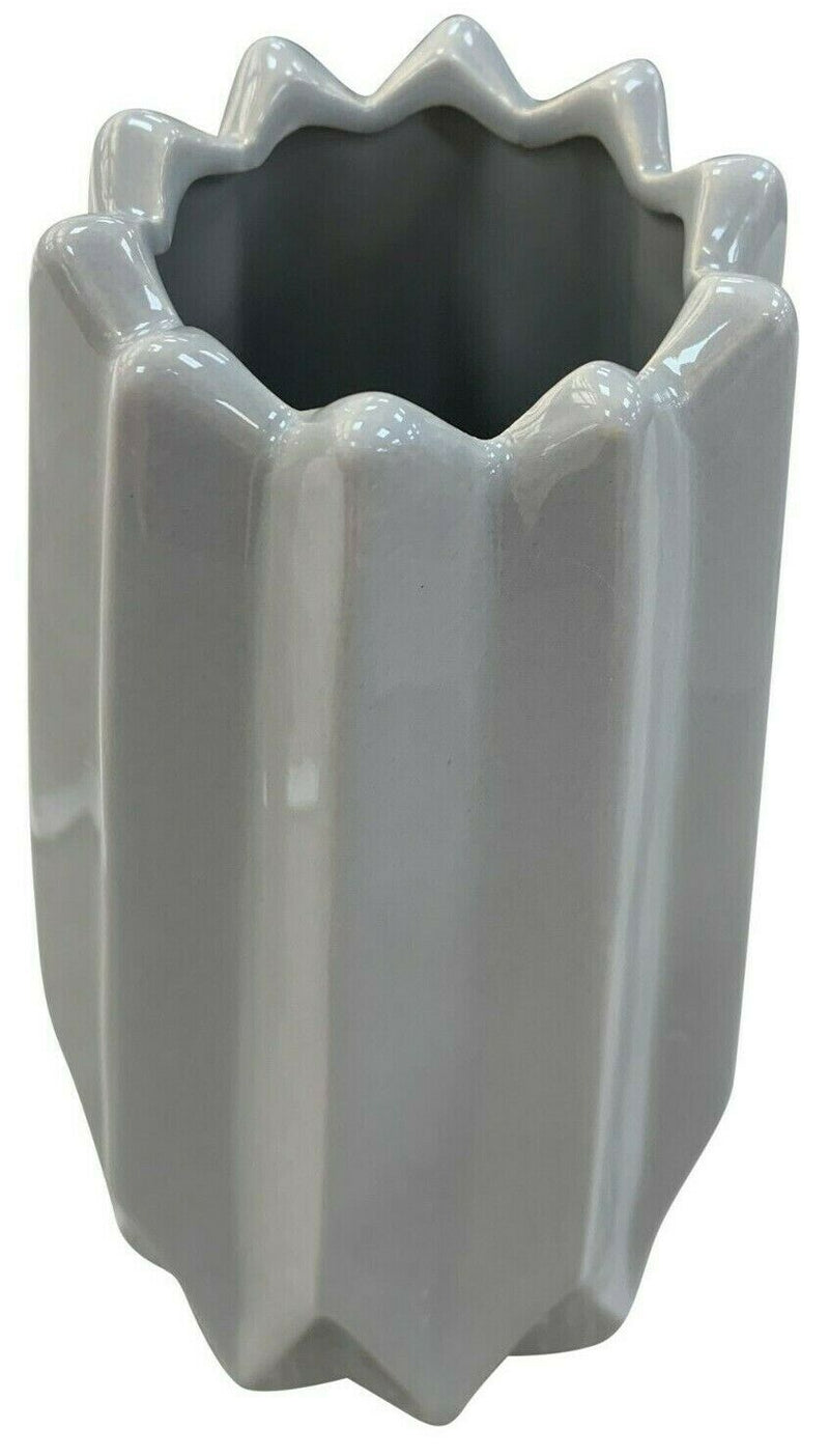 Grey Geometric Flower Vase Decorative Modern Flower Vase Table Centrepiece 22cm