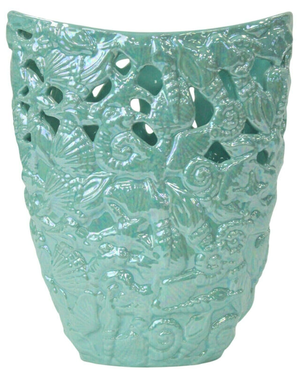 26cm Turquoise Shiny Decorative - Flower Vase With Holes Modern Home Decoration