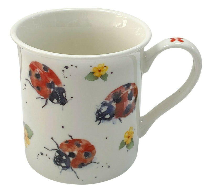 Set Of 4 Leonardo Fine China Large Mug & Coaster Gift Set Country Ladybird Theme