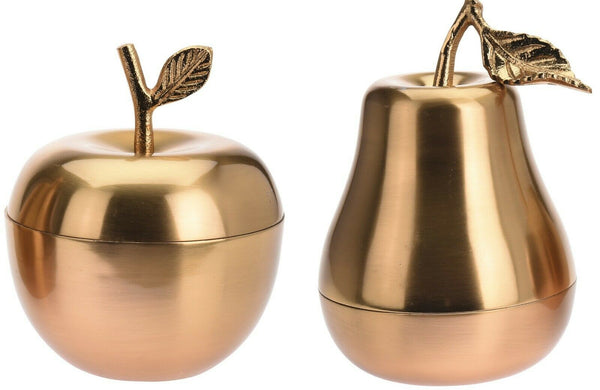 Large Decorative Fruit Apple & Pear Aluminium Gold