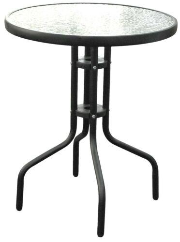 Rammento 71cm Black Metal & Round Tempered Glass Bistro Table, Indoor / Outdoor