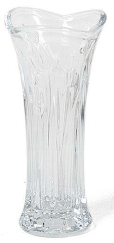 Small Glass Flower Vase 17cm Tall, Flared Design, Rippled Cut Glass Design