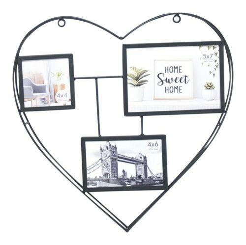 Metal Heart Shaped Photo Collage Photo Frame Black Metal Photo Frame