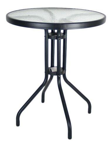 Rammento 71cm Black Metal & Round Tempered Glass Bistro Table, Indoor / Outdoor